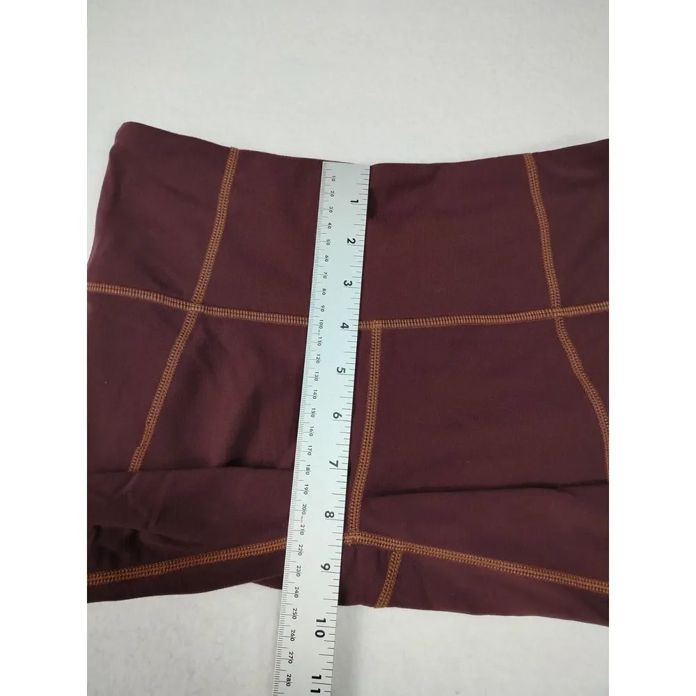 Athleta‎ Leggings Women's Small Maroon Salutation Crop Capri Athleisure Athletic